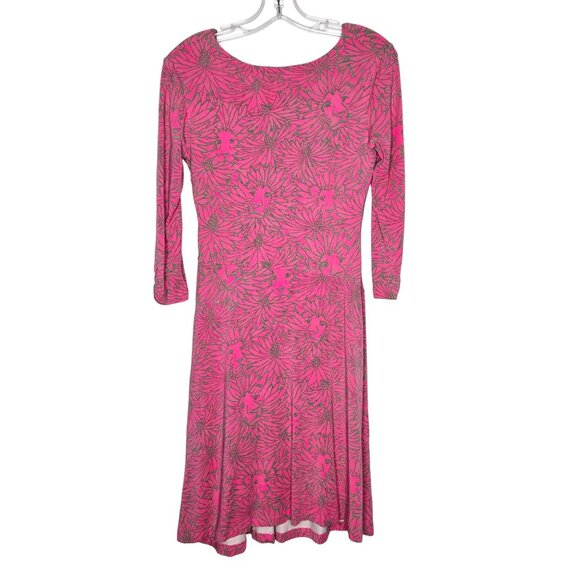 Lilly Pulitzer Danni Dress Small Pink Hidden Kitten Lion Faux Wrap Beachy Party - Picture 3 of 5